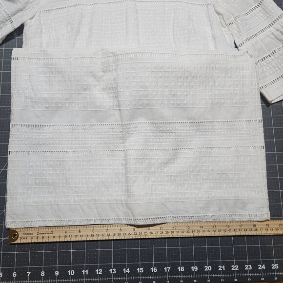 J. Crew Womens White Textured Bell Sleeve Dress Size 4 Cotton - Picture 7 of 16